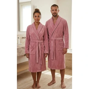 Asev Tekstil Kadife Biyeli Şal Yaka Unisex Bornoz