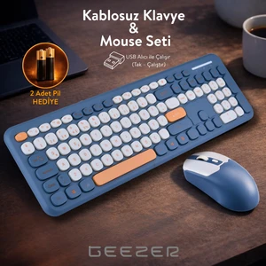 Soft Touch Kablosuz Klavye Mouse Set Lacivert Smk-687