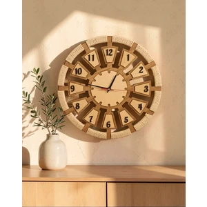 Ergeç Tasarım Makrome Detaylı El Yapımı MDF Duvar Saati – 40 cm