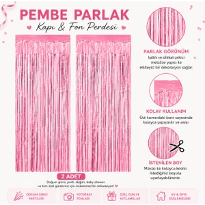 Çavuş E-Ticaret Pembe Fon Süsü Metalize Kapı Duvar Perdesi Arka Plan 2li