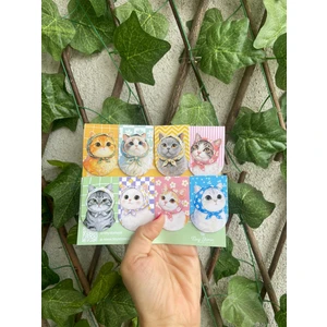 Kedi Temalı Mıknatıslı Kitap Ayracı - 8 Adet