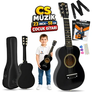 Fourtune Loki T-80BK 6 Telli Siyah Çocuk Gitarı Gerçek Ağaç