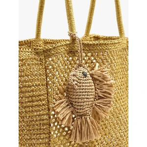 Kadın Charm'lı hasır Efektli Shopper Çanta