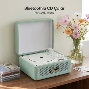 Retro Taşınabilir Dahili Hoparlörlü Bluetoothlu CD Çalar