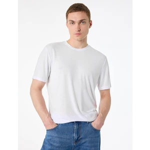 Regular Fit Viskon Karışımlı Kısa Kollu Bisiklet Yaka Basic Tişört