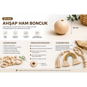 Tahahamak 40 Adet  20MM Ahşap Boncuk