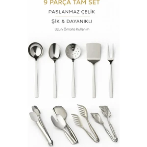 "zarafetle Sunum" Paslanmaz Çelik Servis Seti (9 Parça)