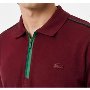 Fermuar Yaka  Bordo Regular Fit Kısa Kol