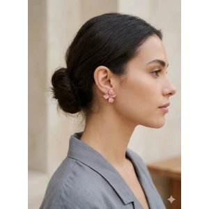 Tılsım Accesories Çiçek Küpe Pembe