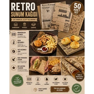 Retro Sunum Kağıdı-50 Adet