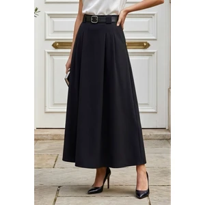 İmaj Butik Siyah Kemerli Pileli Etek