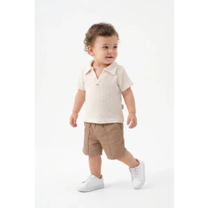 Mini Baray Waffle Örgü Polo Yaka Şortlu Takım