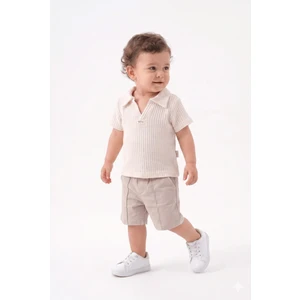 Mini Baray Waffle Örgü Polo Yaka Şortlu Takım