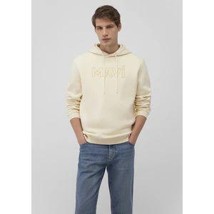 Mavi Logo Baskılı Kapüşonlu Bej Sweatshirt 0610941-70055