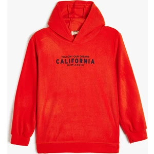 Kapşonlu Sweatshirt Baskılı Uzun Kollu