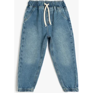 Beli Bağcıklı Pamuklu Jogger Denim Pantolon
