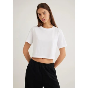 Beyaz Crop Basic Tişört 1613072-620