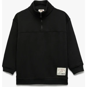 Dik Yaka Uzun Kollu Pamuklu Sweatshirt