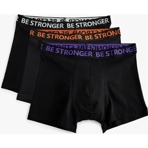 3'lü Boxer Seti Slogan Baskılı Pamuklu