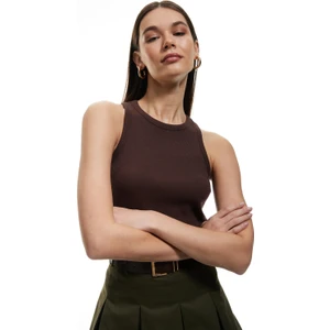 Pamuklu Kolsuz Halter Yaka Basic Fitilli Atlet