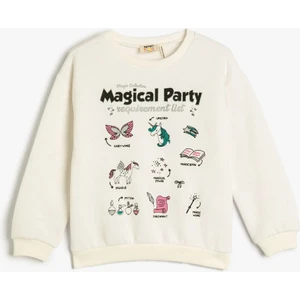 Sweatshirt Şardonlu Bisiklet Yaka Baskılı