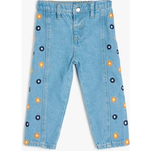 Nakış Detaylı Pamuklu Denim Pantolon