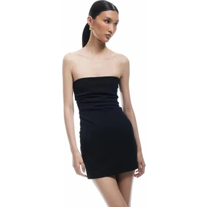 Scuba Krep Kumaş Drape Detaylı Mini Straplez Elbise