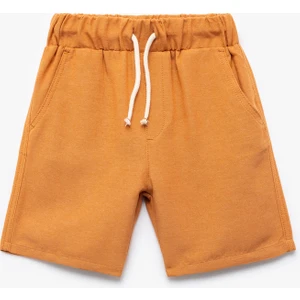 Beli Bağlamalı Cepli Basic Keten Şort