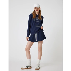 Oversize Sweatshirt Kapüşonlu Kolej Baskılı Kanguru Cepli