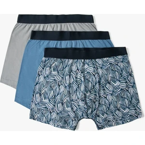 3'lü Boxer Seti Yaprak Baskılı Çok Renkli