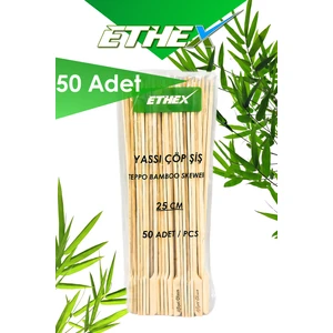 Yassı Çöp Şiş - (25 Cm, 50 Adet)