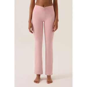 Los Ojos x Ece Pembe Bel Detaylı Ispanyol Paça Pantolon Ruched & Flared