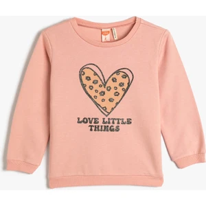 Sweatshirt Şardonlu Bisiklet Yaka Baskılı Pamuklu