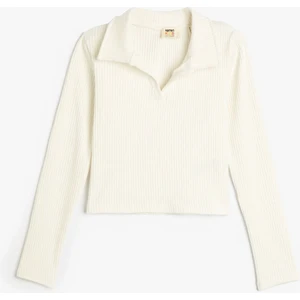 Basic Tişört Uzun Kollu Polo Yaka Fitilli