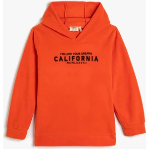 Kapşonlu Sweatshirt California Baskılı Şardonlu