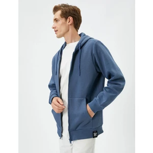 Basic Fermuarlı Sweat Kapşonlu Cep Detaylı