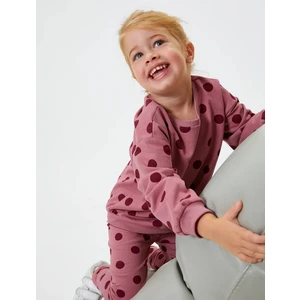 Basic Sweatshirt Puantiyeli Bisiklet Yaka Uzun Kollu Pamuklu