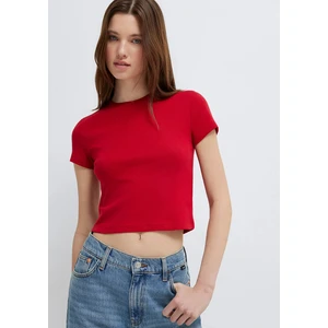 Kırmızı Basic Crop Tişört 1600814-86417