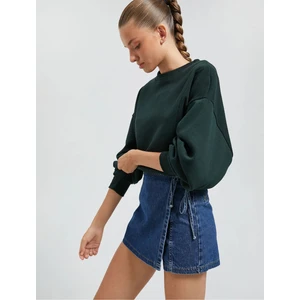 Bisiklet Yaka Sweatshirt Reglan Kollu Ribanalı