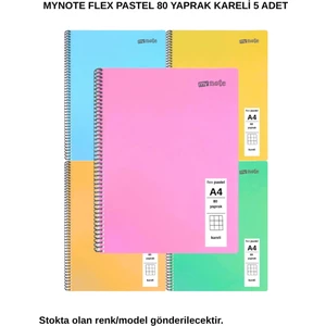 Flex Pastel Defter A4 80 Yaprak Kareli 5 Adet