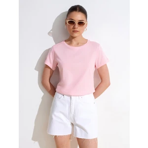 32852 Basic T-Shirt-Toz Pembe