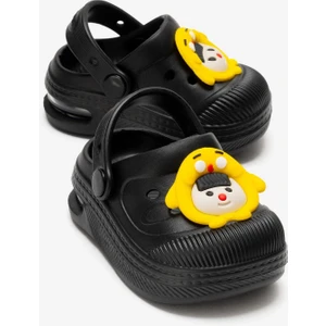 Çocuk Işıklı Emojili Sabo Terlik SİYAH