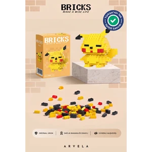 Bricks Pikachu Karakteri - Eğitici Oyuncak Figür - Orijinal