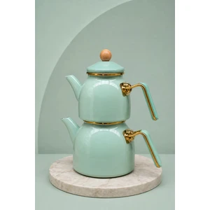Pr Home Soft Yeşil Rose Model Emaye Çaydanlık
