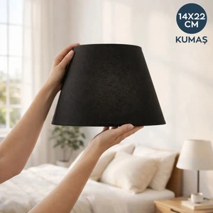 22 cm Kumaş Abajur Başlığı Siyah
