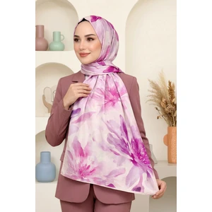 Kadın Pembe Çiçek Desenli Soft Şal