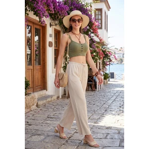 Regular Fit Normal Bel Geniş Paça Pantolon Bayan Pantolon 5866117