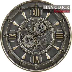 Han Clock Stone  Hareketli Çarklı Metal Duvar Saati