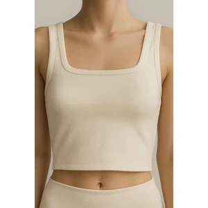 Kadın Kumaş Geniş Askılı Crop Bluz