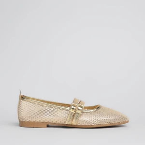 Shoe Lüks File Gold Kadın Babet